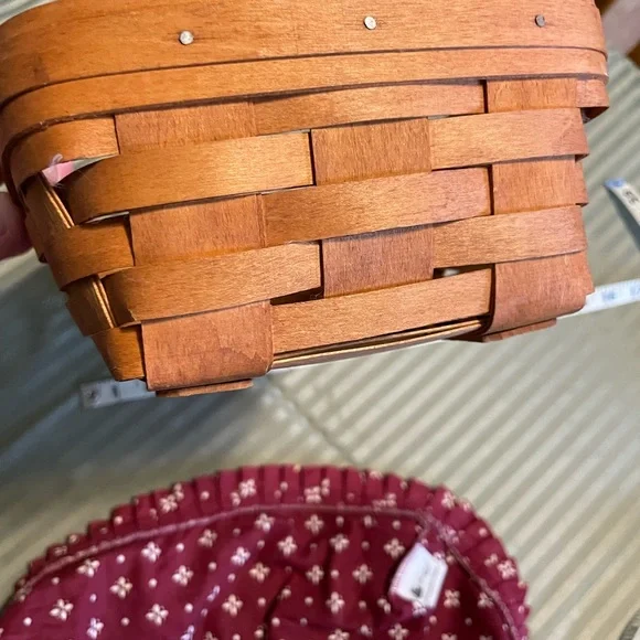 Longaberger Woven Basket with Burgundy Fabric Liner - Picture 12 of 12